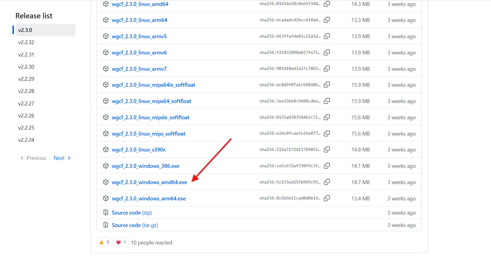 Download wgcf 2.3.0 Windows executable from GitHub